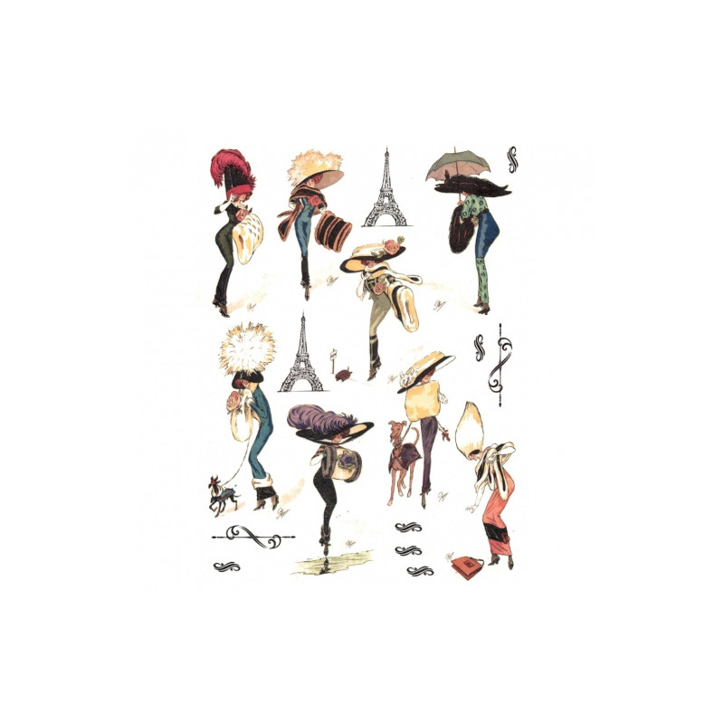 Papier ryżowy do decoupage paryż moda A4 ITD R336 - sklep plastyczny -