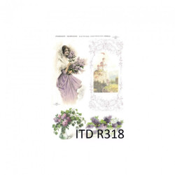 Rice paper for decoupage vintage woman flowers R318