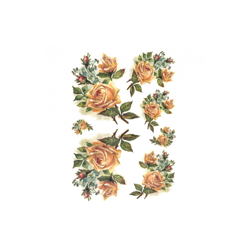 Rice decoupage paper flowers roses A4 ITD R251