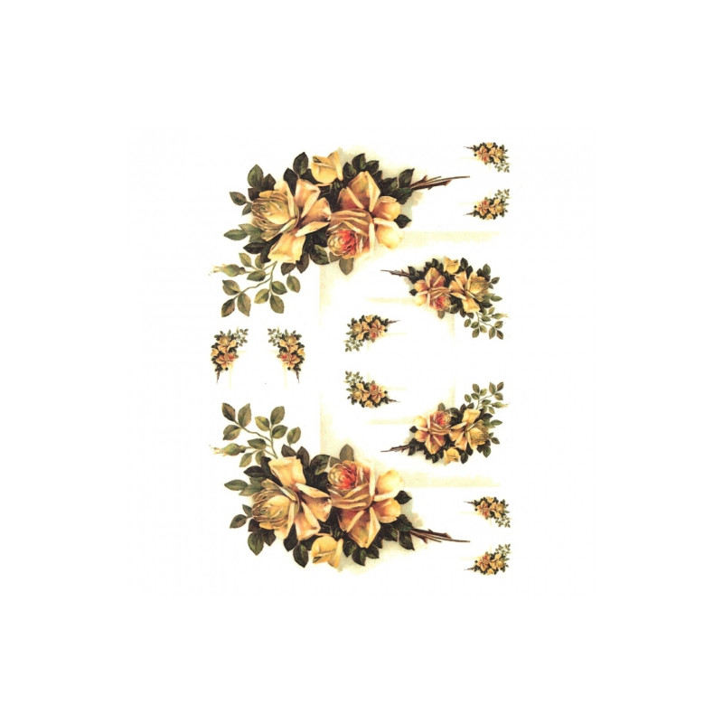 Rice decoupage paper roses A4 ITD R255