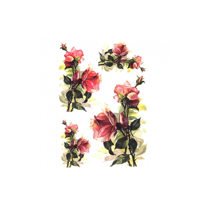 Rice decoupage paper flowers roses A4 ITD R392