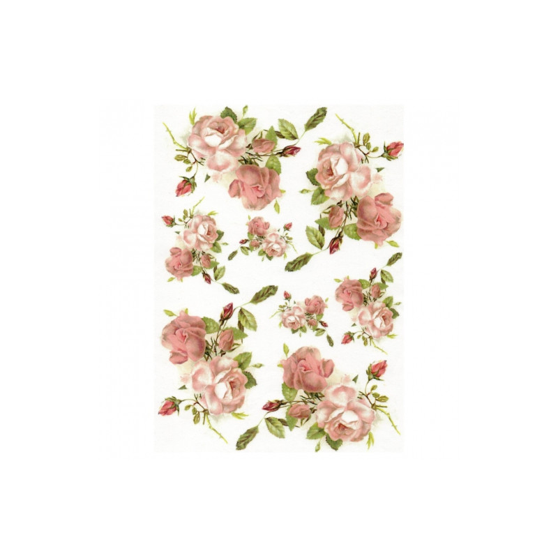Papier ryżowy do decoupage róże A4 ITD R359 - sklep plastyczny - szał