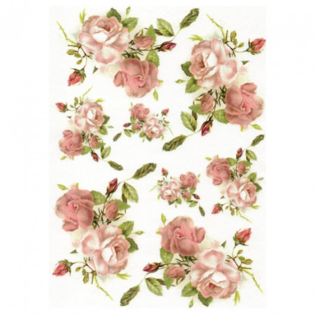 Papier ryżowy do decoupage róże A4 ITD R359 - sklep plastyczny - szał