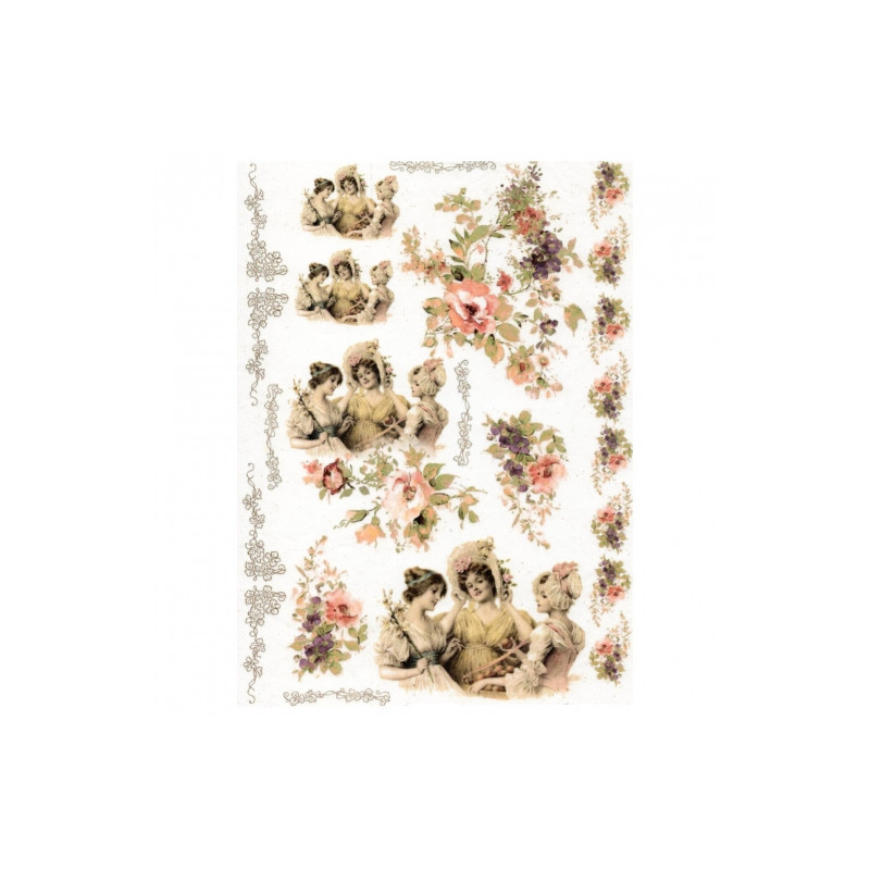 Rice decoupage paper vintage women A4 ITD R365