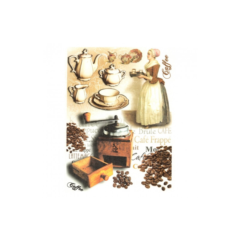 Rice decoupage paper coffee A4 ITD R350