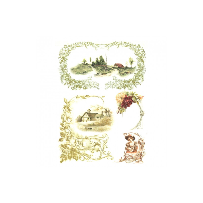 Papier ryżowy do decoupage krajobraz ornamenty A4 ITD R347 - sklep pla