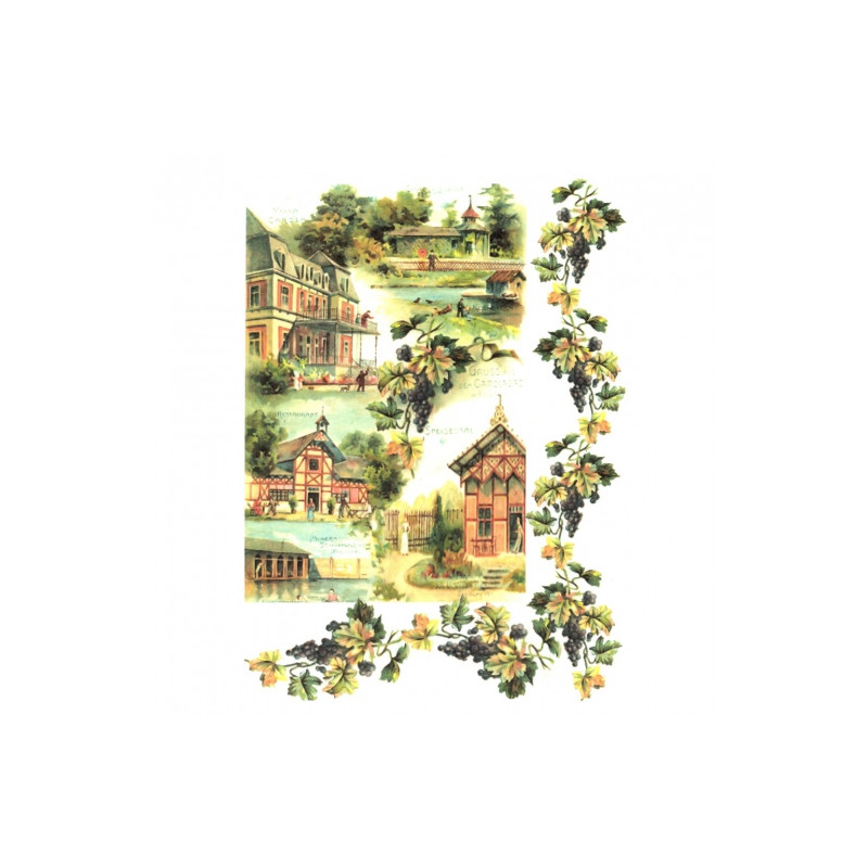 Rice paper for decoupage vintage buildings A4 ITD R320
