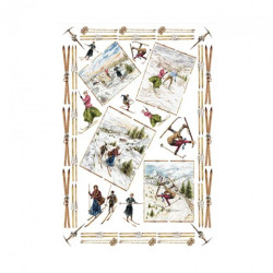 Decoupage paper, skiers 50x70 cm