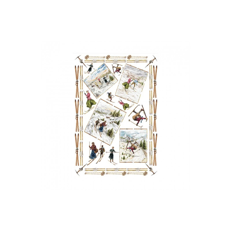 Decoupage paper, skiers 50x70 cm