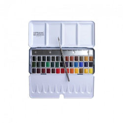 Lefranc & Bourgeois, set of 40 watercolors in half-pieces + brush, met