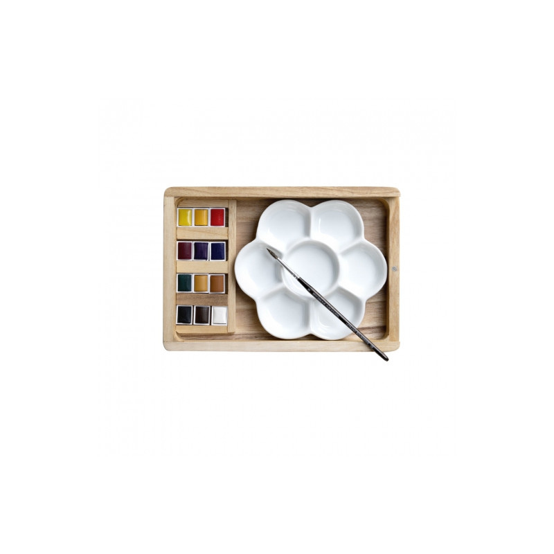 Winsor & Newton professional set of 24 metal half-cubes watercolors. a