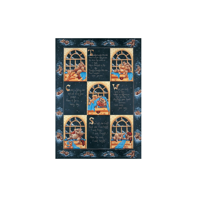 Decoupage paper sleeping teddy bears 50x70cm