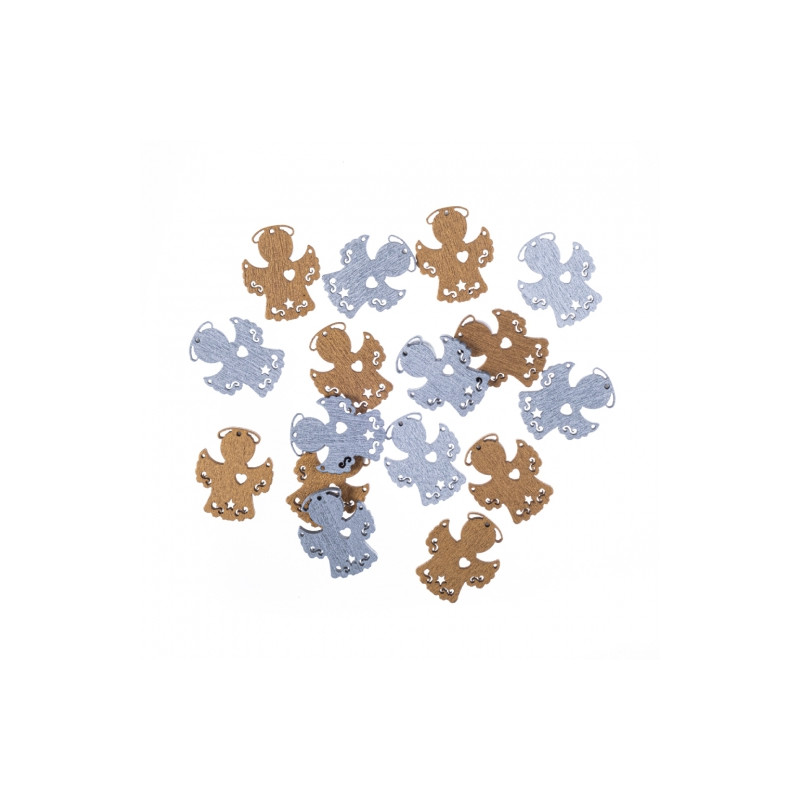 DP Craft self-adhesive wood angel shapes 16 pcs gold and silver