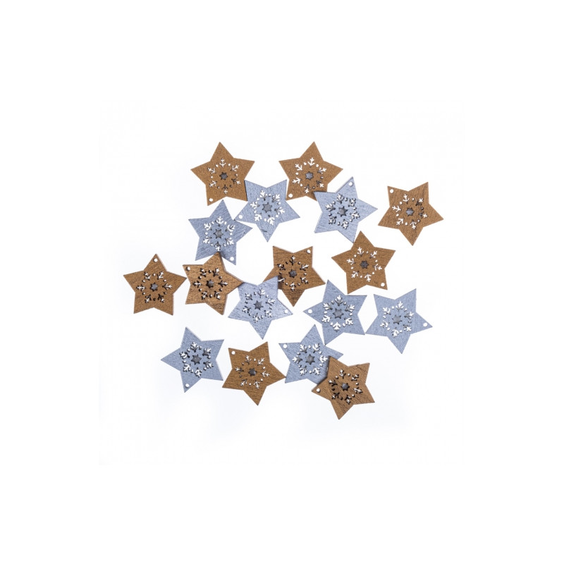 DP Craft self-adhesive wood star shapes 16 pcs gold and silver