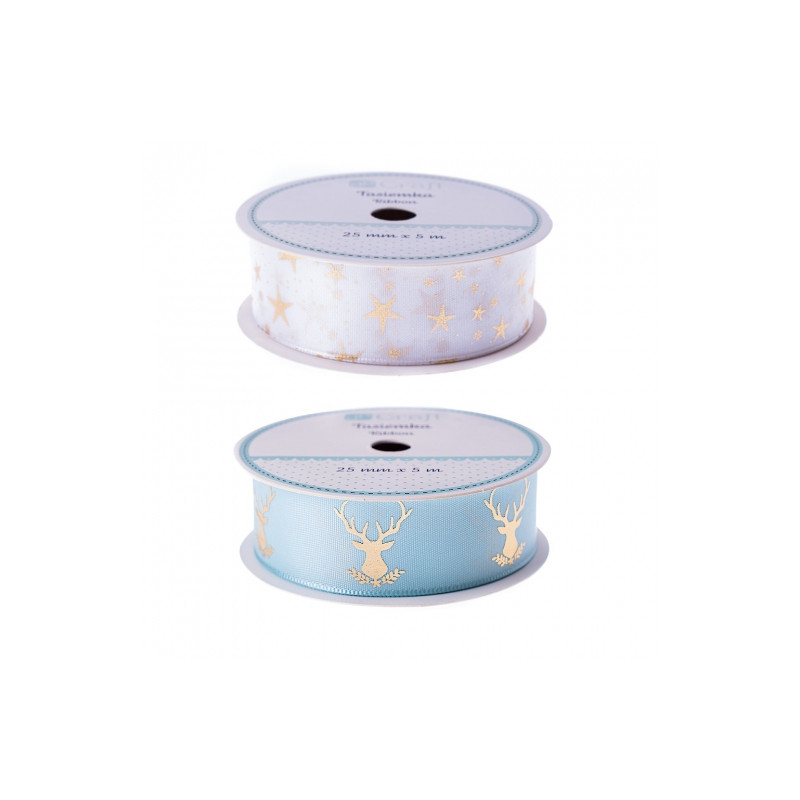 DP Craft white christmas ribbon 25mm x 5m Christmas tree