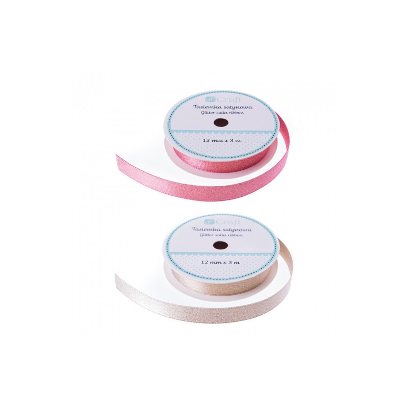 DP Craft satin ribbon with glitter, 3m