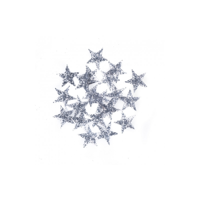 DP Craft self-adhesive stars with glitter 3.1cm, 20 pcs, silver