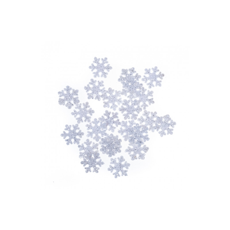 DP Craft snowflakes with glitter 2.4 cm 24 pcs. White