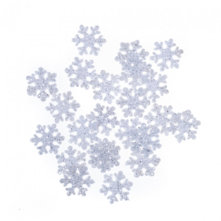 DP Craft snowflakes with glitter 2.4 cm 24 pcs. White