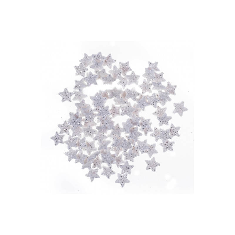 DP Craft stars with glitter 1,1 cm 96 pcs white
