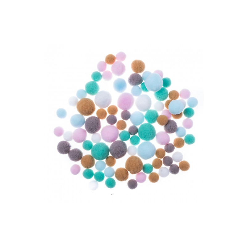 DP Craft pompony pluszowe mix frosty pastels 90 szt - sklep plastyczny