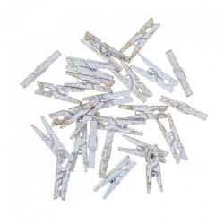 DP Craft mini klamerki drewniane 3 cm 24 szt białe złocone - sklep pla
