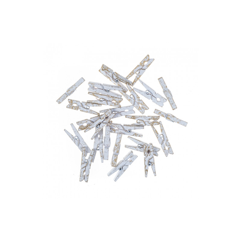 DP Craft mini wooden clips 3 cm 24 pcs white gilded