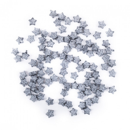 DP Craft gwiazdki z brokatem 1 cm 96 szt srebrne - sklep plastyczny -
