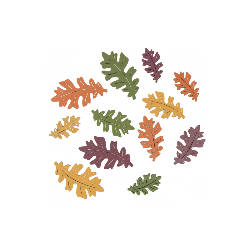 DP Craft kształty z drewna liście dębu 12 szt 4 kolory - sklep plastyc