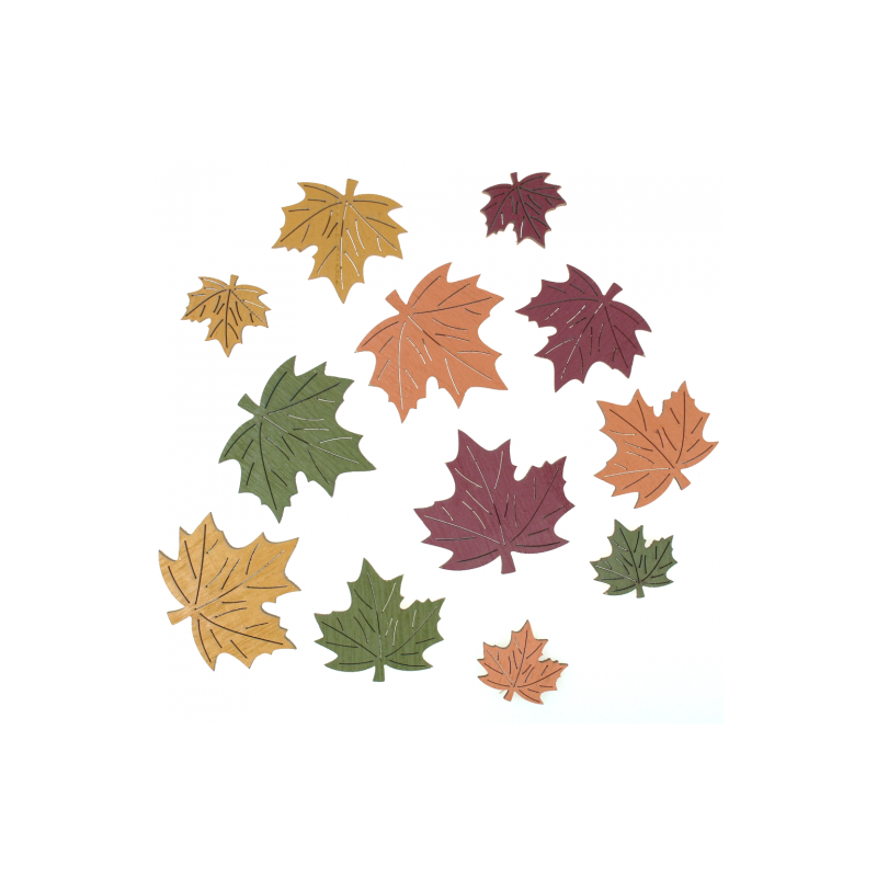 DP Craft kształty z drewna liście klonu 12 szt 4 kolory - sklep plasty