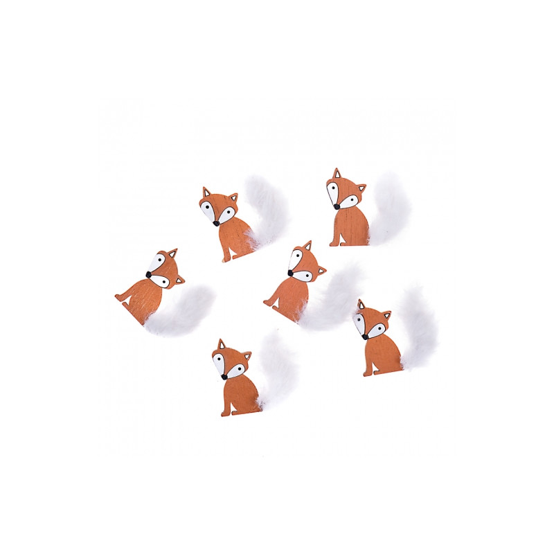 DP Craft wood shapes foxes with fur self-adhesive 6 pcs