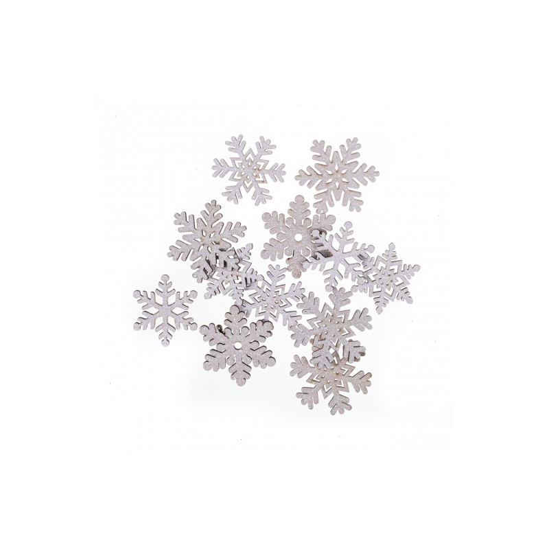 DP Craft shapes of wood snowflakes with glitter 12 pcs white