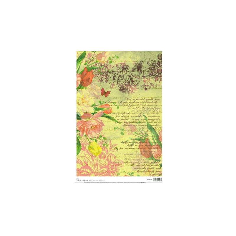 Calambour digital papier ryżowy kwiaty napisy DGR 173 32x45cm - sklep