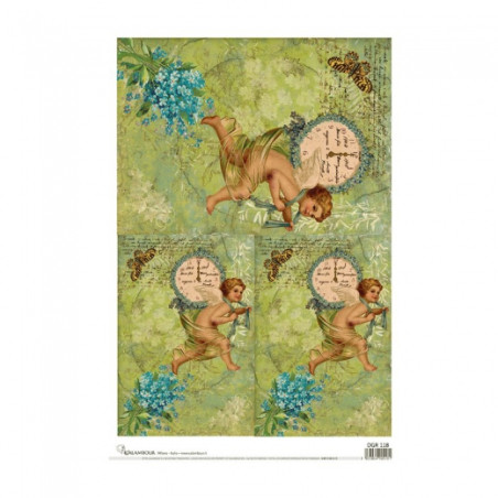 Calambour digital rice paper for decoupage angel clock DGR 118 32x45cm