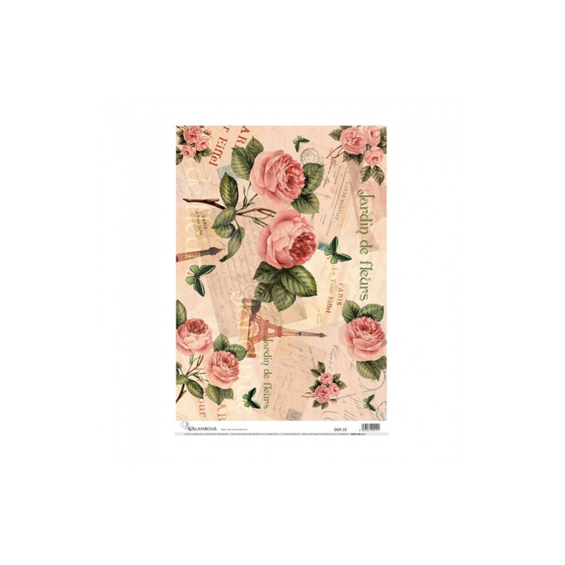 Calambour digital rice paper rose paris DGR 19 34x49cm