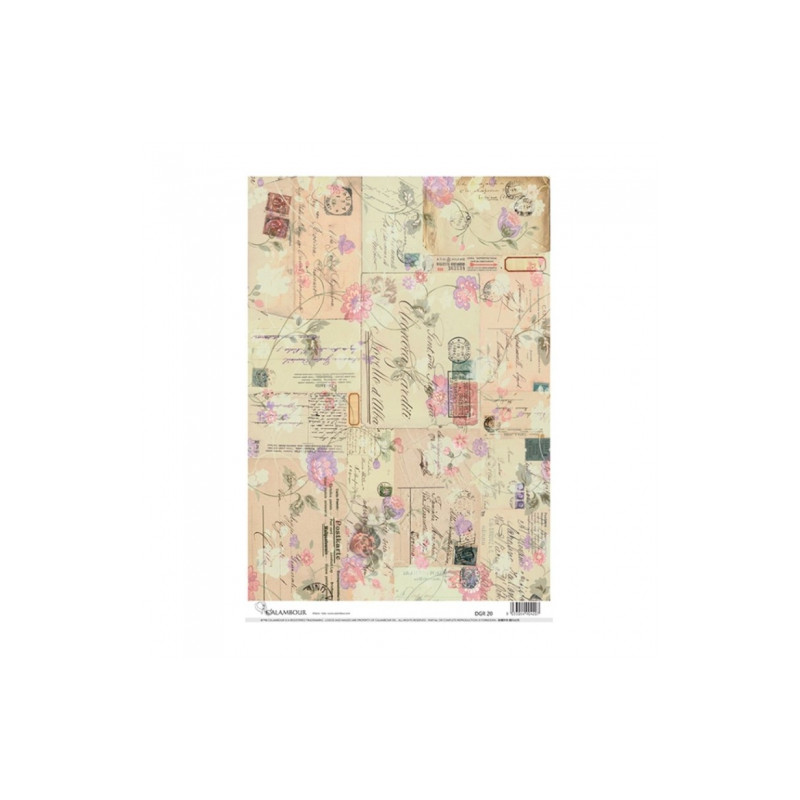 Calambour digital papier ryżowy do decoupage listy retro DGR 20 34x49c
