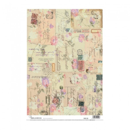 Calambour digital papier ryżowy do decoupage listy retro DGR 20 34x49c