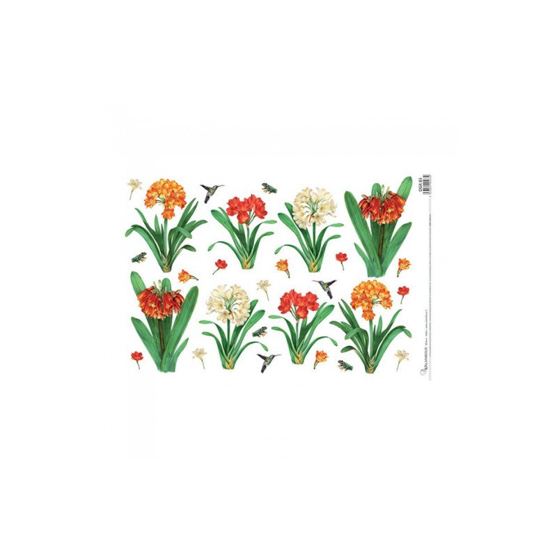 Calambour digital papier ryżowy do decoupage kwiatki DGR 83 32x45cm -