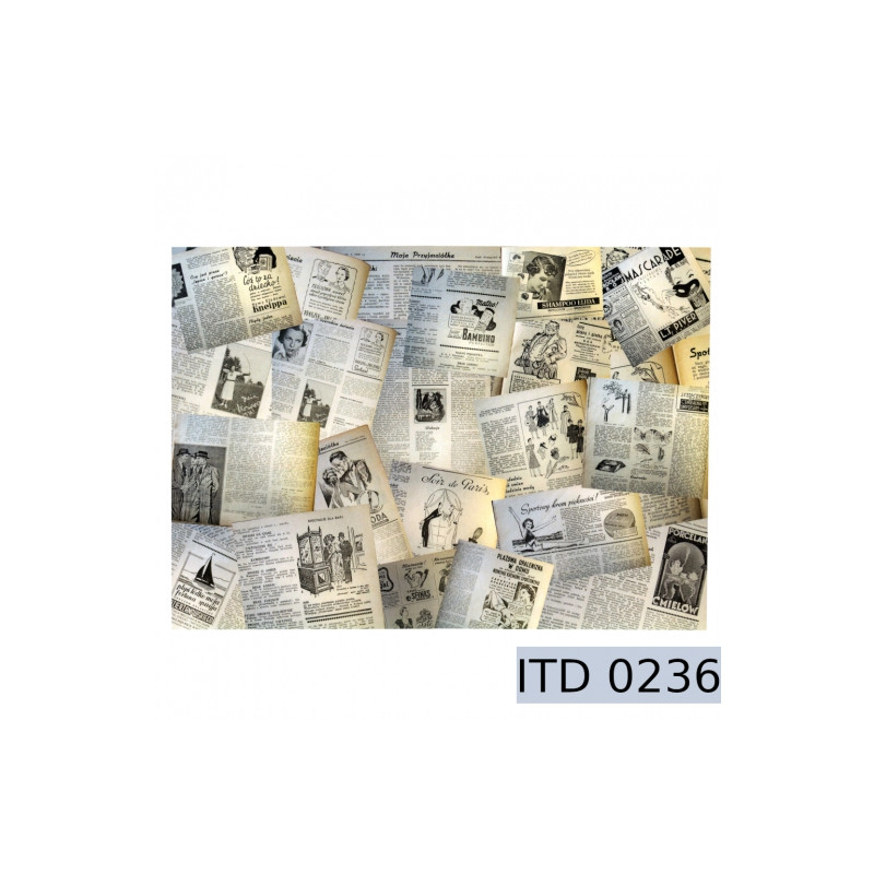 Retro newspaper decoupage paper A3