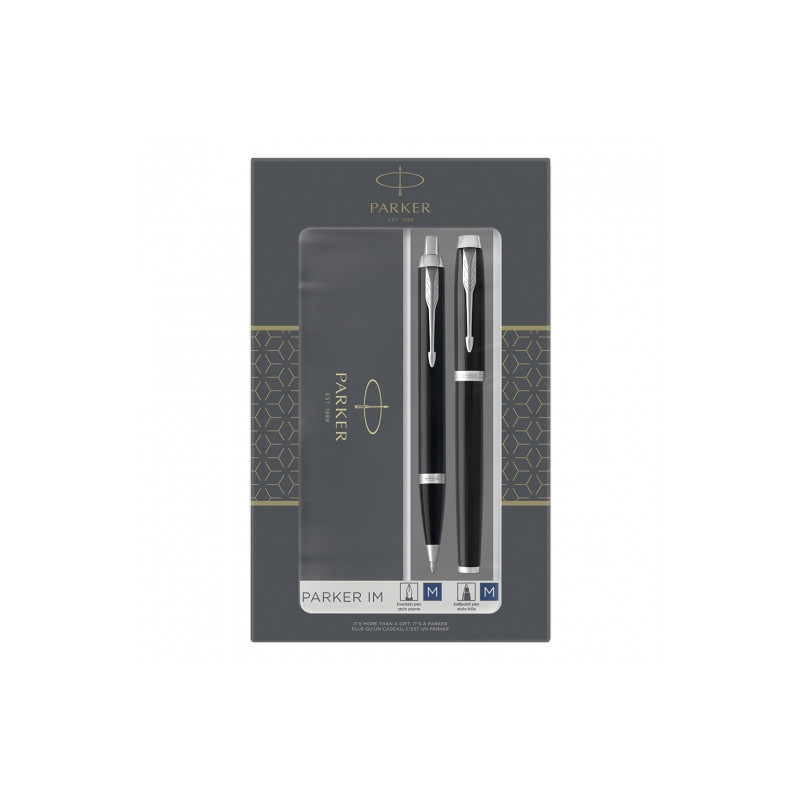 Parker im black ct set of fountain pen and ballpoint pen