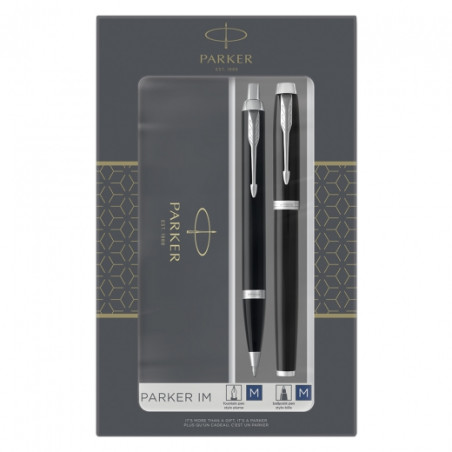Parker im black ct set of fountain pen and ballpoint pen