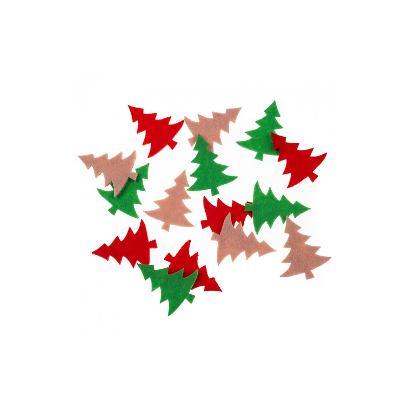 DP Craft felt Christmas tree stickers, 15 pcs red green and beige