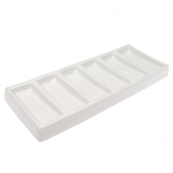Paletka porcelanowa prostokątna 200x80x20mm 6 podłużnych wgłębień - sk