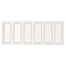 Paletka porcelanowa prostokątna 200x80x20mm 6 podłużnych wgłębień - sk