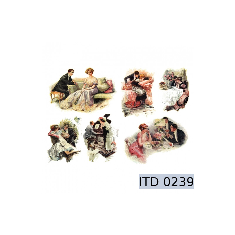 Retro decoupage paper with lovers 996-0239 / A3