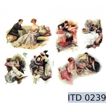 Papier do decoupage retro zakochani 996-0239/A3 - sklep plastyczny - s