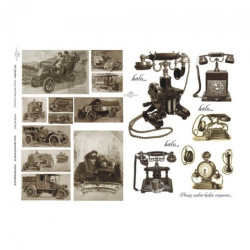 Retro telephone decoupage paper A3