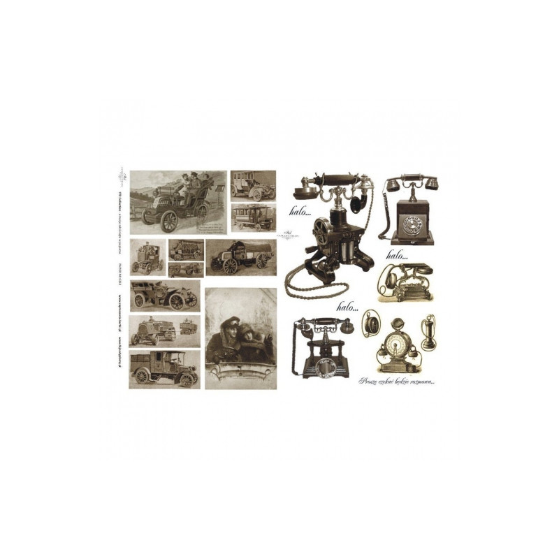 Papier do decoupage A3 retro telefon - sklep plastyczny - szał dla pla