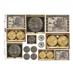 Papier do decoupage A3 stare mapy - sklep plastyczny - szał dla plasty