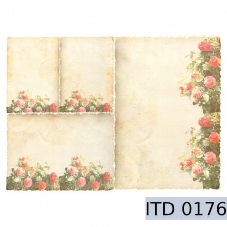 Papier do decoupage stary papier róże 996-0176/A3 - sklep plastyczny -